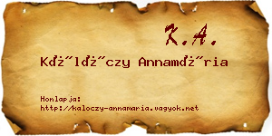 Kálóczy Annamária névjegykártya
