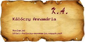 Kálóczy Annamária névjegykártya